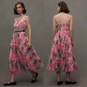 Hutch Vita Floral Pleated Tulle A-line Gown, NWOT, Size 4